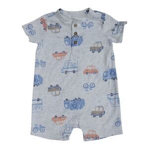 Carter's Baby Boy Breathable Short Sleeve Snug Fit Romper - Light Grey